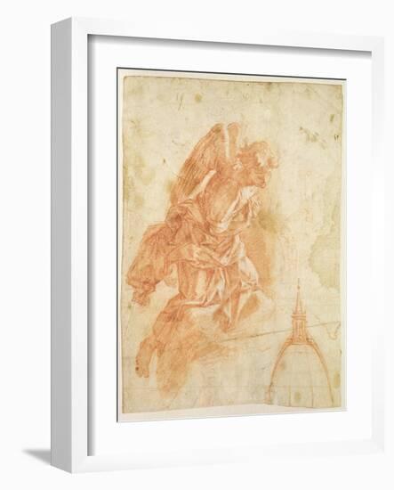 Suspended Angel and Architectural Sketch, c.1600-Bernardino Barbatelli Poccetti-Framed Giclee Print