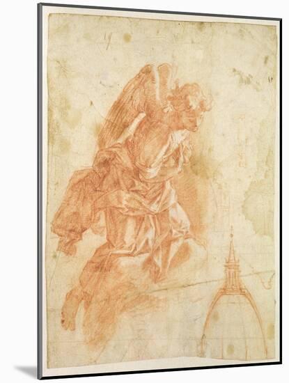 Suspended Angel and Architectural Sketch, c.1600-Bernardino Barbatelli Poccetti-Mounted Giclee Print