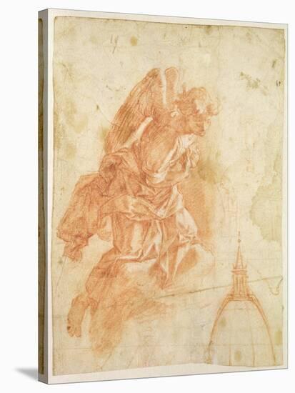 Suspended Angel and Architectural Sketch, c.1600-Bernardino Barbatelli Poccetti-Stretched Canvas