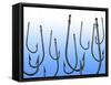 Suspended Fishing Hooks-null-Framed Stretched Canvas