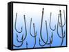Suspended Fishing Hooks-null-Framed Stretched Canvas