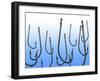 Suspended Fishing Hooks-null-Framed Premium Photographic Print