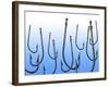 Suspended Fishing Hooks-null-Framed Photographic Print