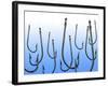 Suspended Fishing Hooks-null-Framed Photographic Print