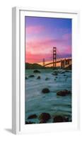 Suspension Bridge across a Bay at Dusk, Golden Gate Bridge, San Francisco Bay, California-null-Framed Photographic Print