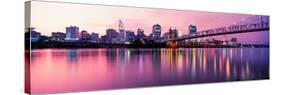 Suspension Bridge across the Ohio River with Skyscrapers in the Background, Cincinnati, Ohio, USA-null-Stretched Canvas