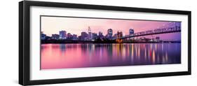 Suspension Bridge across the Ohio River with Skyscrapers in the Background, Cincinnati, Ohio, USA-null-Framed Photographic Print