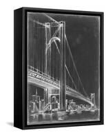 Suspension Bridge Blueprint I-Ethan Harper-Framed Stretched Canvas