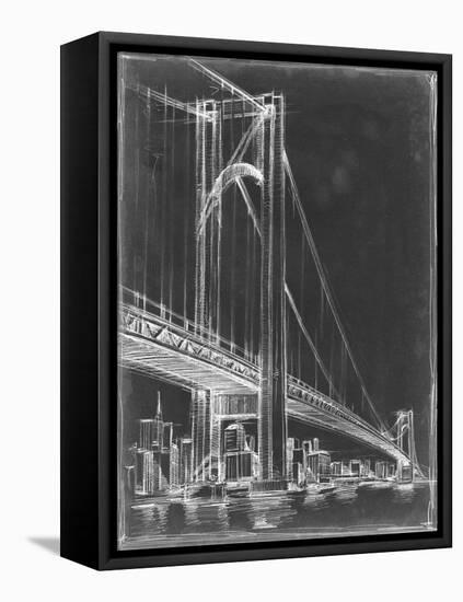 Suspension Bridge Blueprint I-Ethan Harper-Framed Stretched Canvas