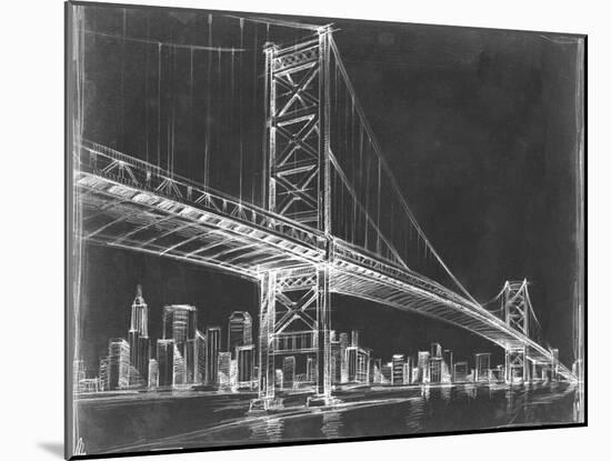 Suspension Bridge Blueprint III-Ethan Harper-Mounted Art Print