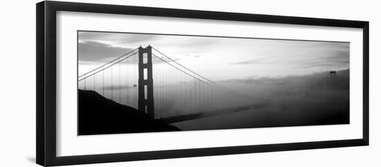 Suspension Bridge Covered with Fog Viewed from Hawk Hill, Golden Gate Bridge-null-Framed Photographic Print