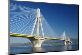 Suspension Bridge Crossing Corinth Gulf Strait, Greece. is the World's Second Longest Cable-Stayed-ollirg-Mounted Photographic Print