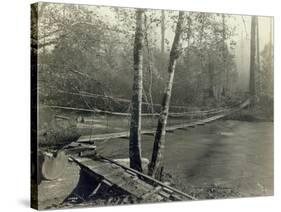 Suspension Bridge, Lake Crescent Road, 1918-Asahel Curtis-Stretched Canvas