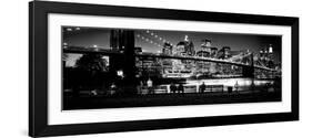 Suspension Bridge Lit Up at Dusk, Brooklyn Bridge, East River, Manhattan, New York City-null-Framed Photographic Print