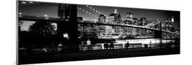 Suspension Bridge Lit Up at Dusk, Brooklyn Bridge, East River, Manhattan, New York City-null-Mounted Photographic Print