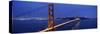 Suspension Bridge Lit Up at Dusk, Golden Gate Bridge, San Francisco, California, USA-null-Stretched Canvas