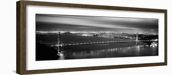 Suspension Bridge Lit Up at Dusk, Golden Gate Bridge, San Francisco, California, USA-null-Framed Photographic Print