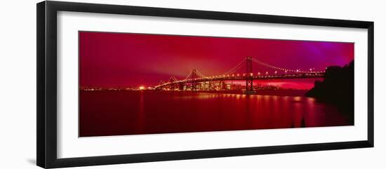 Suspension Bridge Lit Up at Night, Bay Bridge, San Francisco, California, USA-null-Framed Photographic Print