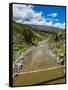 Suspension Bridge over Colca River, Chivay, Arequipa Region, Peru, South America-Karol Kozlowski-Framed Stretched Canvas