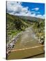 Suspension Bridge over Colca River, Chivay, Arequipa Region, Peru, South America-Karol Kozlowski-Stretched Canvas