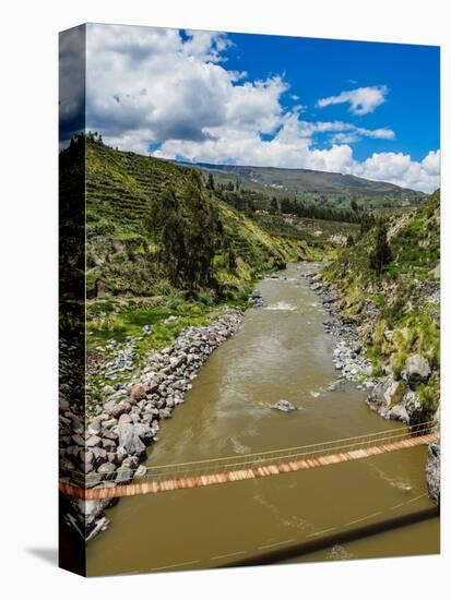 Suspension Bridge over Colca River, Chivay, Arequipa Region, Peru, South America-Karol Kozlowski-Stretched Canvas