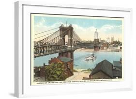 Suspension Bridge over Ohio River-null-Framed Art Print