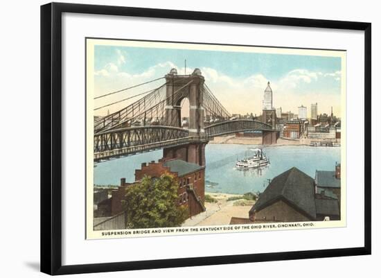 Suspension Bridge over Ohio River-null-Framed Art Print