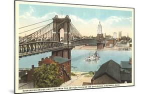 Suspension Bridge over Ohio River-null-Mounted Art Print