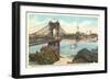 Suspension Bridge over Ohio River-null-Framed Premium Giclee Print