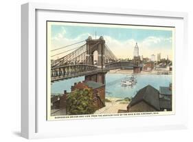 Suspension Bridge over Ohio River-null-Framed Art Print