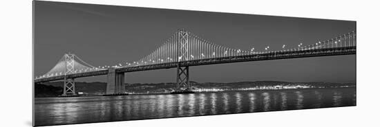 Suspension Bridge over Pacific Ocean Lit Up at Dusk, Bay Bridge, San Francisco Bay-null-Mounted Photographic Print