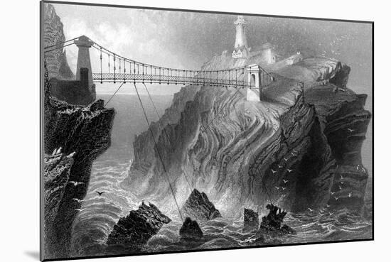 Suspension Bridge to the South Stack Lighthouse Near Holyhead, Wales, C1860-null-Mounted Giclee Print