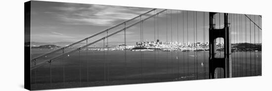 Suspension Bridge with a City in the Background, Golden Gate Bridge, San Francisco, California, USA-null-Stretched Canvas