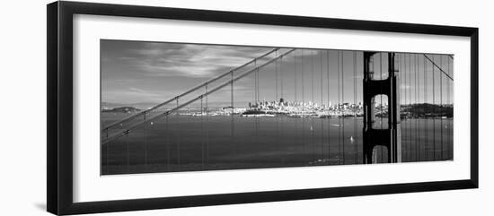 Suspension Bridge with a City in the Background, Golden Gate Bridge, San Francisco, California, USA-null-Framed Photographic Print