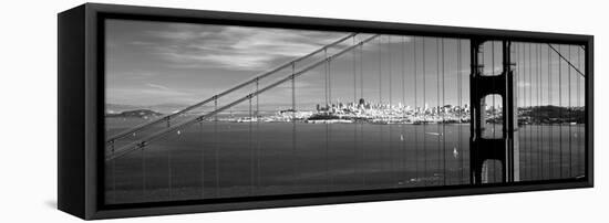 Suspension Bridge with a City in the Background, Golden Gate Bridge, San Francisco, California, USA-null-Framed Stretched Canvas