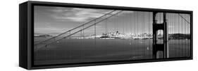 Suspension Bridge with a City in the Background, Golden Gate Bridge, San Francisco, California, USA-null-Framed Stretched Canvas