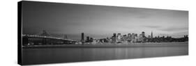 Suspension Bridge with City Skyline at Dusk, Bay Bridge, San Francisco Bay, San Francisco-null-Stretched Canvas