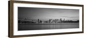 Suspension Bridge with City Skyline at Dusk, Bay Bridge, San Francisco Bay, San Francisco-null-Framed Photographic Print