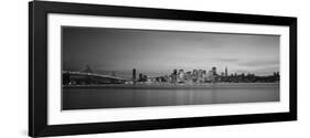 Suspension Bridge with City Skyline at Dusk, Bay Bridge, San Francisco Bay, San Francisco-null-Framed Photographic Print