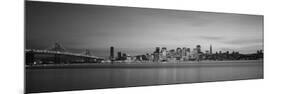 Suspension Bridge with City Skyline at Dusk, Bay Bridge, San Francisco Bay, San Francisco-null-Mounted Photographic Print