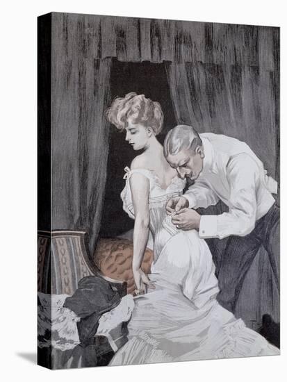 Suspicious Husband Observing the Alteration in the Tying of His Wife's Corset, 1909-Ferdinand Van Reznicek-Stretched Canvas