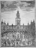 Bird's-Eye View of Bridewell with Figures Walking in the Quadrangle, City of London, 1750-Sutton Nicholls-Giclee Print