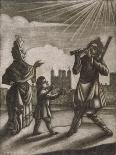 Man Piping and a Woman and Child Dancing Near the Walls of the Tower of London, C1770-Sutton Nicholls-Giclee Print