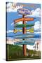 Suttons Bay - Marina Park, Michigan - Sign Post-Lantern Press-Stretched Canvas