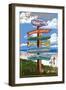 Suttons Bay - Marina Park, Michigan - Sign Post-Lantern Press-Framed Art Print