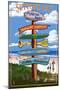 Suttons Bay - Marina Park, Michigan - Sign Post-Lantern Press-Mounted Art Print