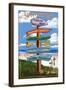 Suttons Bay - Marina Park, Michigan - Sign Post-Lantern Press-Framed Art Print