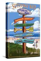 Suttons Bay - Marina Park, Michigan - Sign Post-Lantern Press-Stretched Canvas