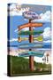 Suttons Bay - Marina Park, Michigan - Sign Post-Lantern Press-Stretched Canvas