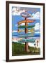 Suttons Bay - Marina Park, Michigan - Sign Post-Lantern Press-Framed Art Print